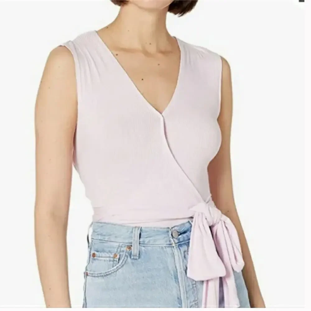 BCBGeneration Surplice Wrap Tie Knit Bodysuit in Lilac NWT SIZE XS - Picture 5 of 11